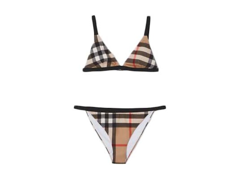 Burberry Check Triangle Bikini Archive Beige