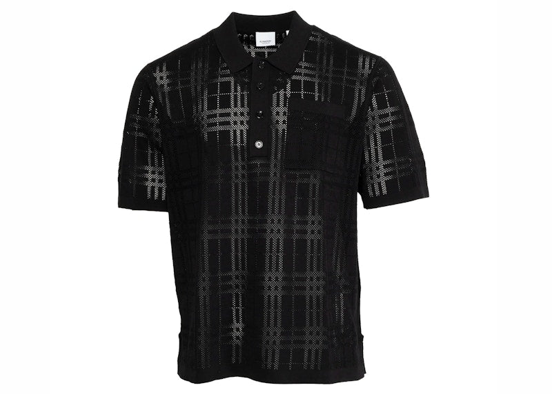 Burberry Checked Oversize Polo Shirt Black