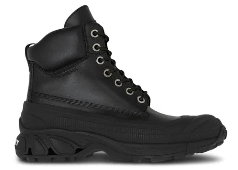 Burberry Chunky Lace Up Leather Boots Black