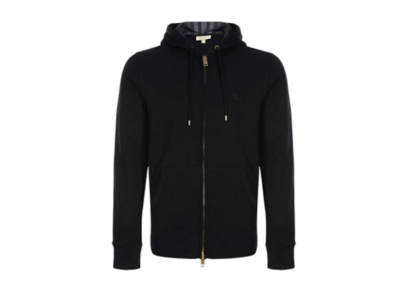 Burberry Clarendon Check Hood Zip Up Hoodie Black/Grey