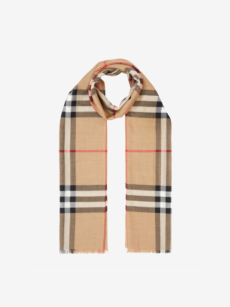 Burberry Classic Check Cashmere Scarf Archive Beige