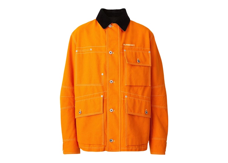 Burberry Collared Utility Jacket Orange Black