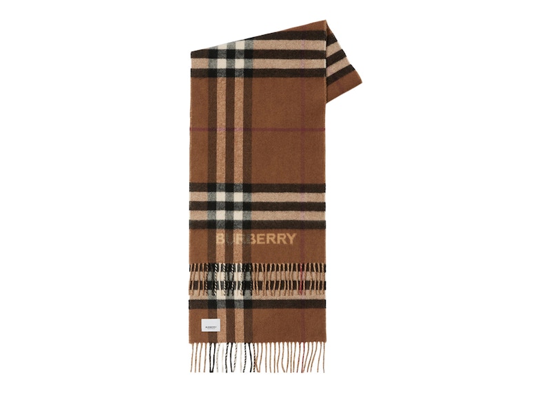 Burberry Contrast Check Cashmere Scarf Archive Beige/Birch Brown