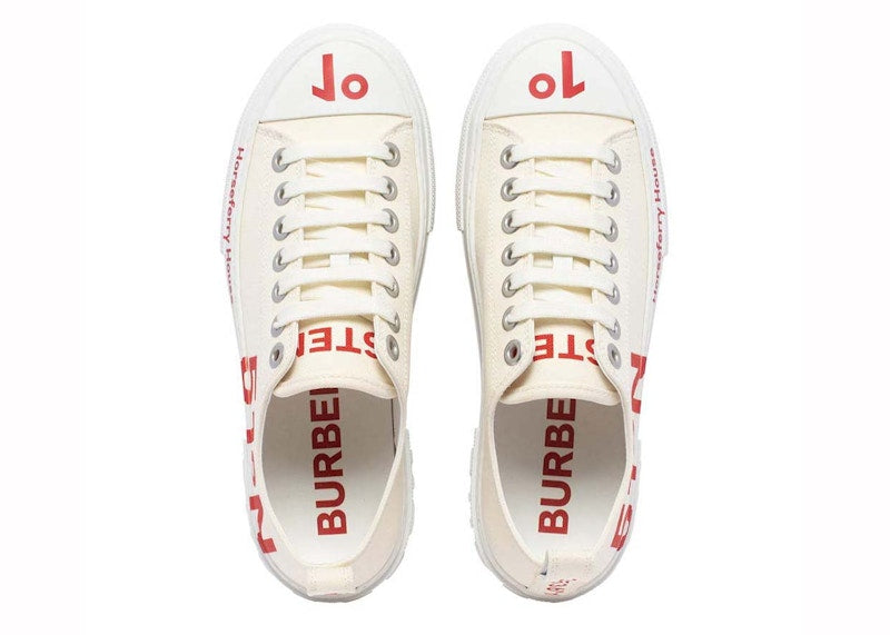 Burberry Coordinates Printed Lace-Up Sneakers White Red