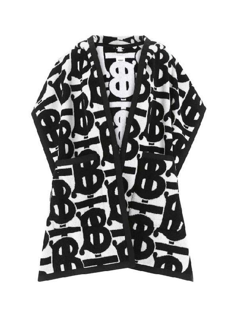 Burberry Cotton Jacquard Hooded Cape Black/White