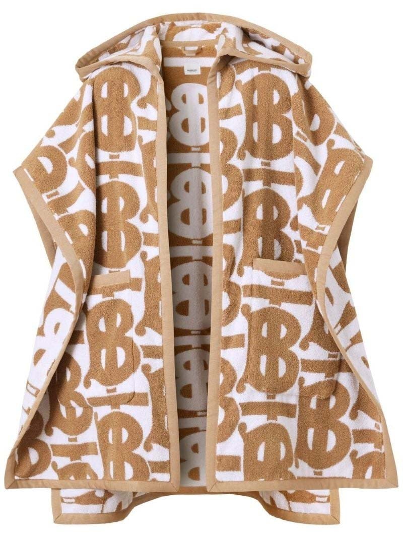 Burberry Cotton Jacquard Hooded Cape Neutral White