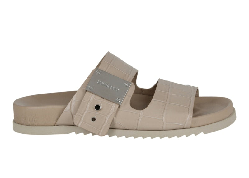 Burberry Croc-Embossed Olympia Slides Light Beige (Women's)