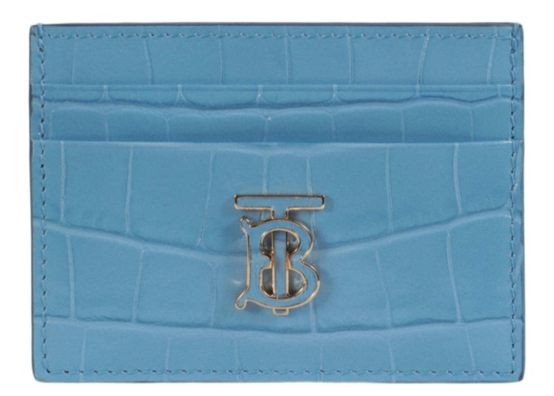 Burberry Croc-Embossed TB Card Holder Blue