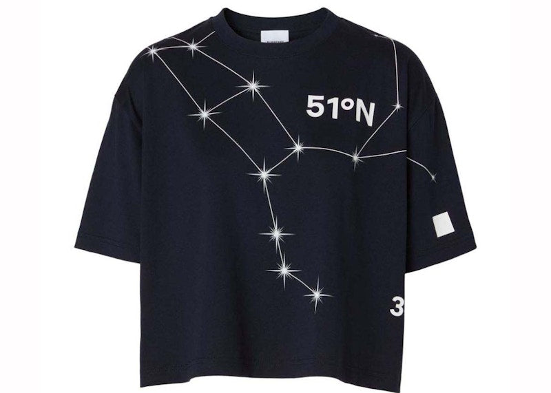 Burberry Cropped Constellation Print T-shirt Navy