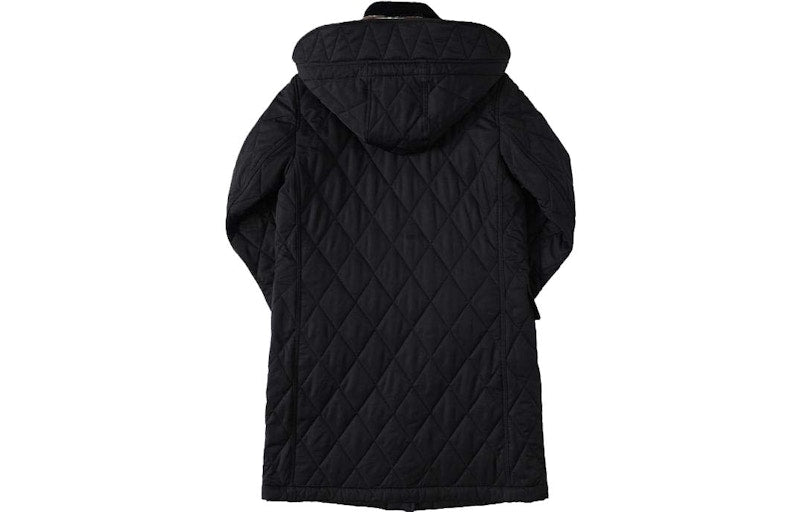 Burberry Detachable Hood Diamond Quilted Coat Black