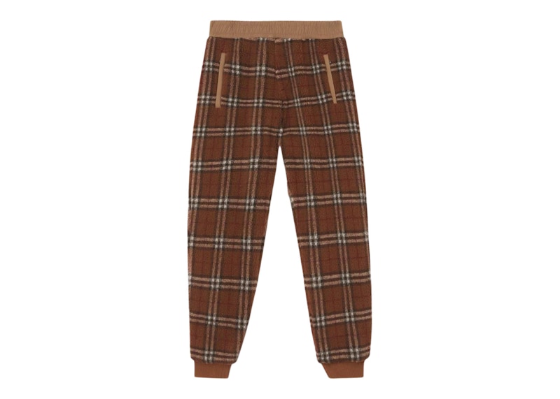 Burberry Dimitri Fleece Check Pants Dark Birch Brown