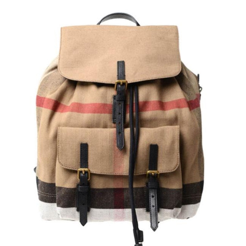 Burberry Drawstring Check Backpack Beige/Black