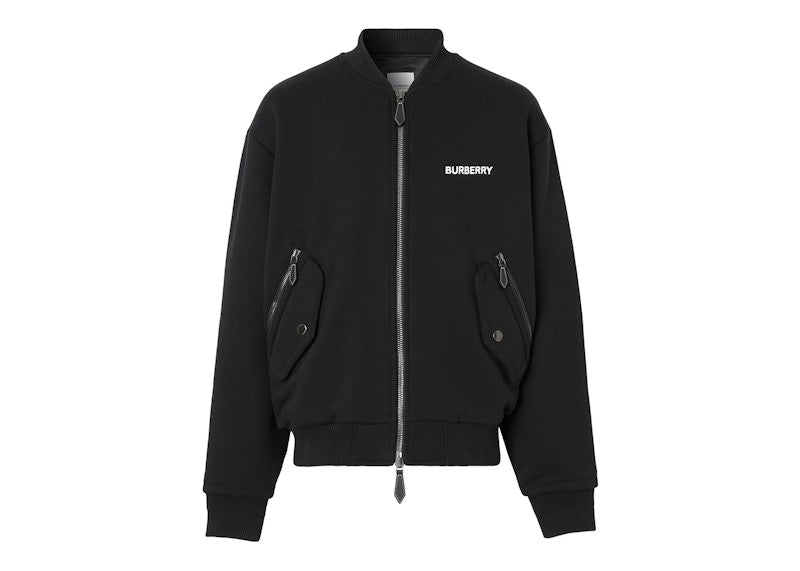 Burberry EKD Print Cotton Oversized Bomber Jacket Black/White