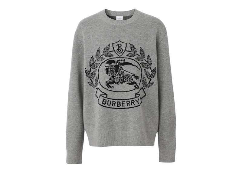 Burberry EKD Wool Jacquard Oversized Sweater Dark Thunder Grey