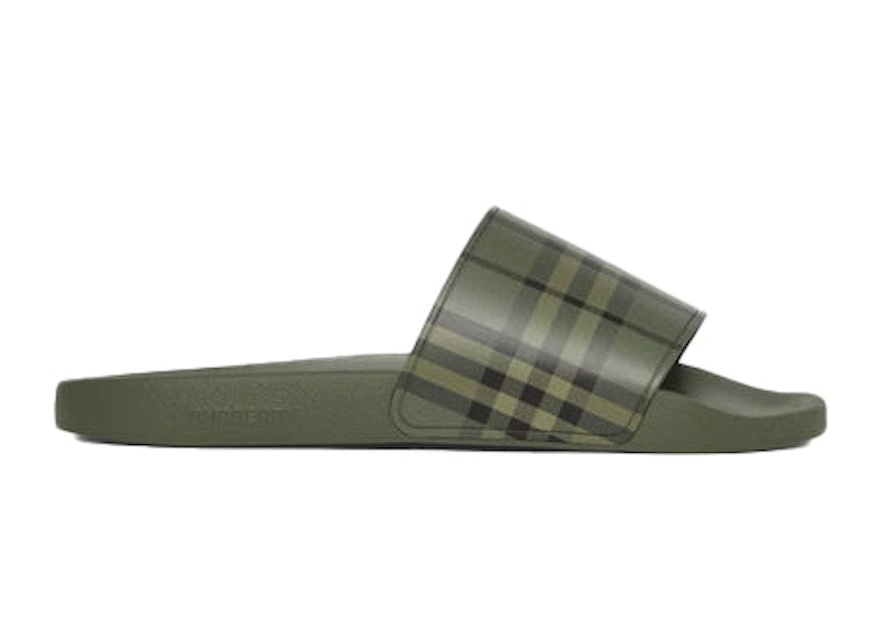 Burberry Embossed Logo Slides Military Green