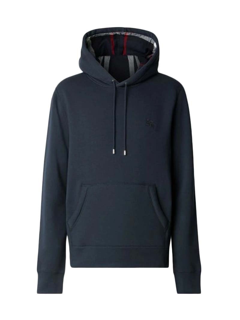 Burberry Embroidered EKD Cotton Blend Hoodie Navy