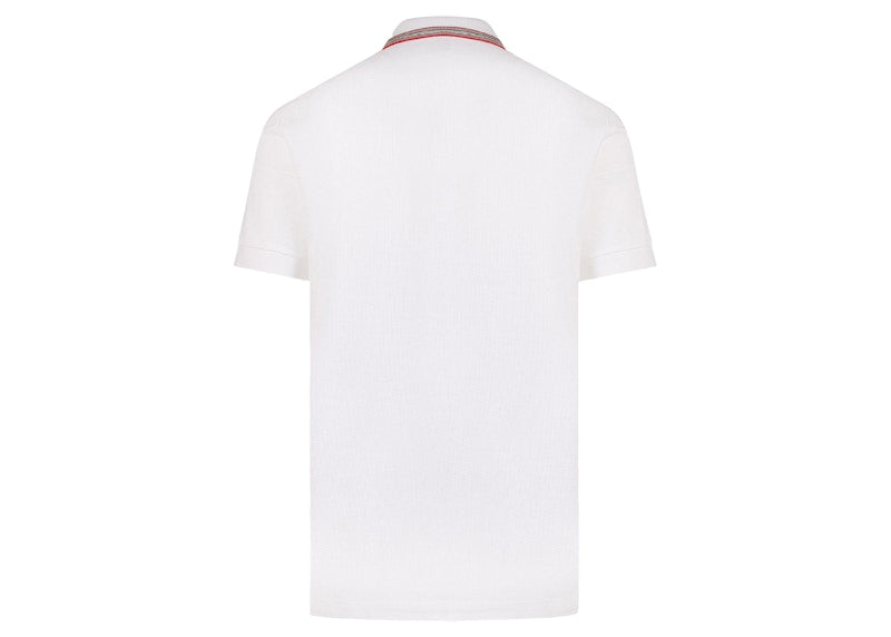 Burberry Embroidered Logo Biologic Piqu Cotton Polo Shirt White