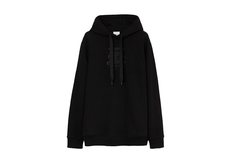 Burberry Embroidered Monogram EKD Cotton Hoodie Black