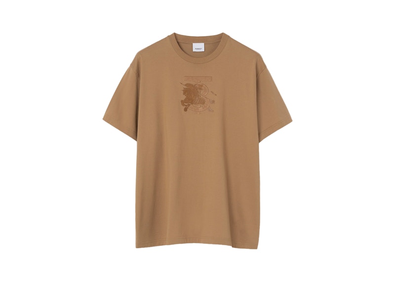 Burberry Embroidered Monogram EKD Cotton T-shirt Camel