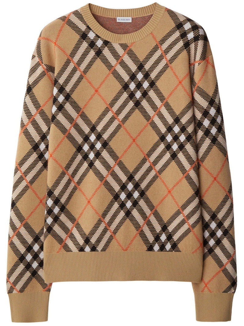 Burberry Essentials WW Long Sleeve Crew Top Sand Ip Check
