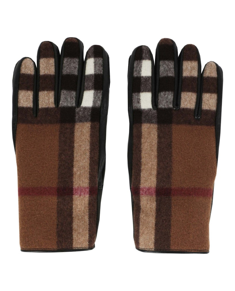 Burberry Exploded Check Print Gloves Brown