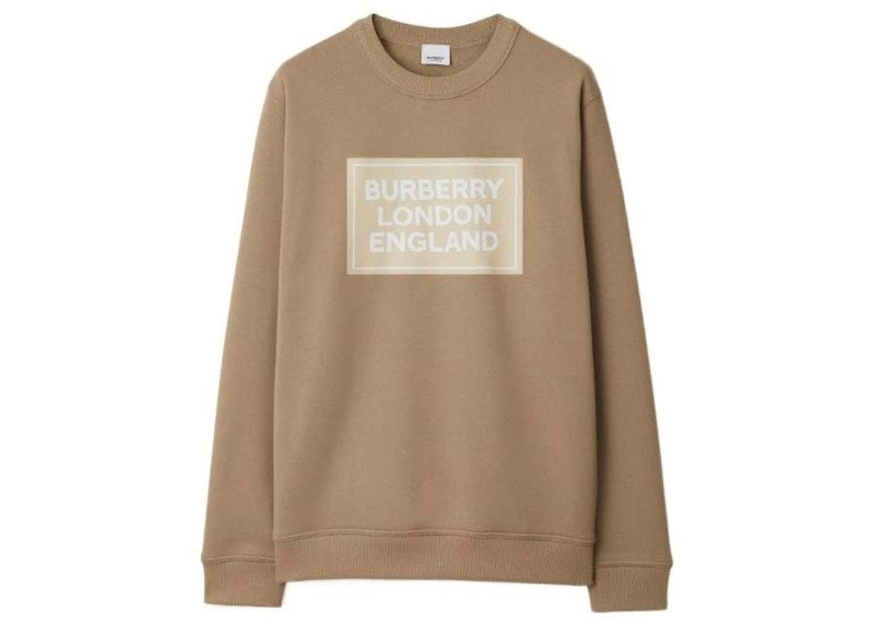Burberry Fawson Logo Print Crew Sweater Camel