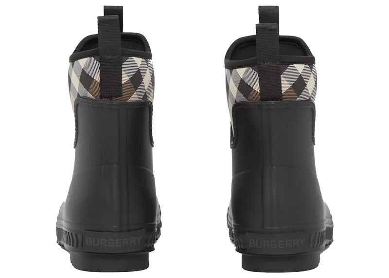 Burberry Flinton Rain Boots Black Brown Rubber (Men's)