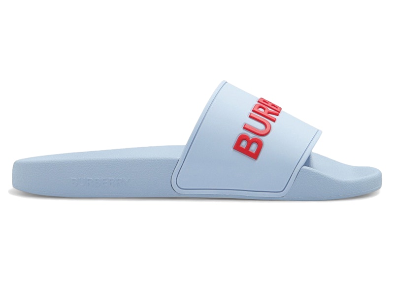 Burberry Furley Logo Slides Pale Blue (Women's)