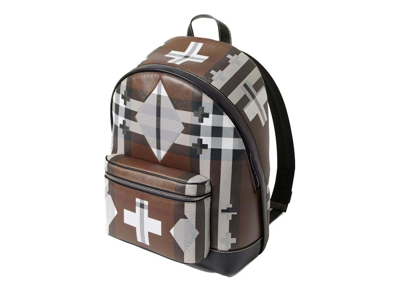 Burberry Geometric Check Backpack Brown