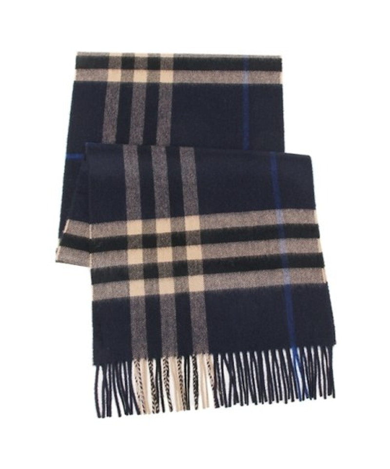 Burberry Giant Check Cashmere Scarf Indigo/Mid Camel