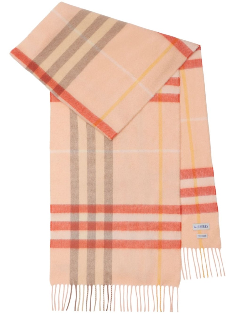 Burberry Giant Check Cashmere Scarf Teacup