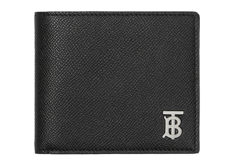 Burberry Grainy Leather TB Bifold Wallet Black/Silver-tone