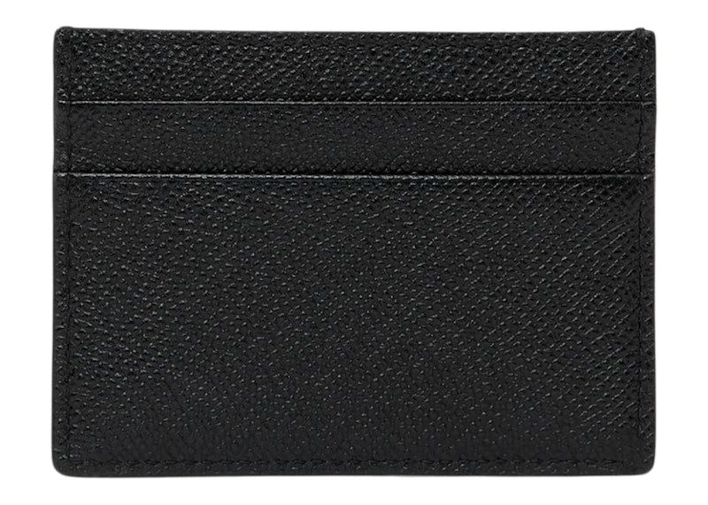 Burberry Grainy Leather TB Card Case Black/Silver-tone