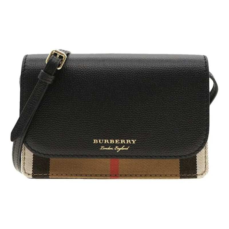 Burberry Hampshire Check Canvas Leather Crossbody Black/Archive Beige