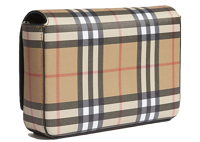 Burberry Hampshire Crossbody Vintage Check Leather Beige