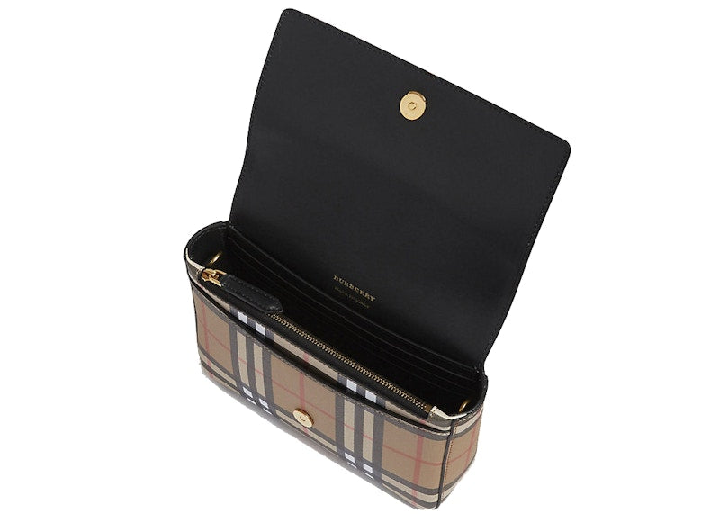 Burberry Hampshire Crossbody Vintage Check Leather Beige