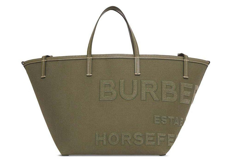 Burberry Horseferry Linen Tote Green