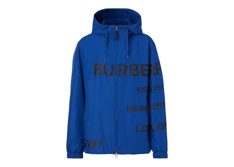 Burberry Horseferry Print Check Nylon Hooded Jacket Deep Royal Blue