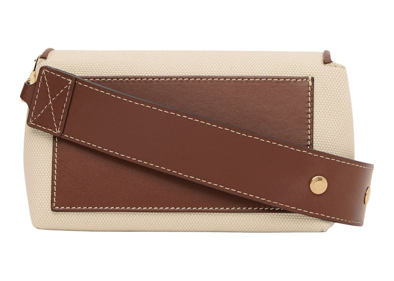 Burberry Horseferry Print Cotton Canvas Crossbody Bag Small Natural/Tan