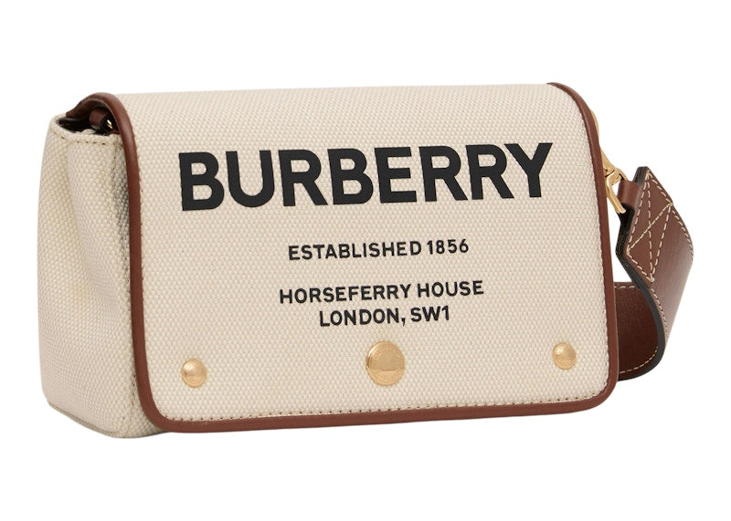 Burberry Horseferry Print Cotton Canvas Crossbody Bag Small Natural/Tan