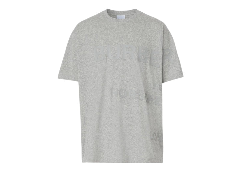 Burberry Horseferry Print Cotton Oversized T-shirt Pale Grey Melange