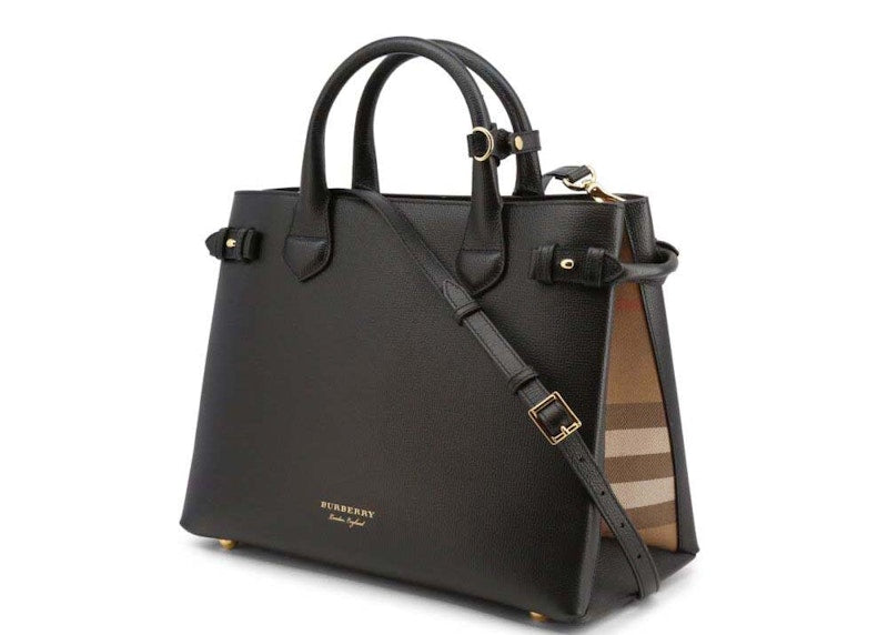 Burberry House Check Banner Medium Tote Bag Black