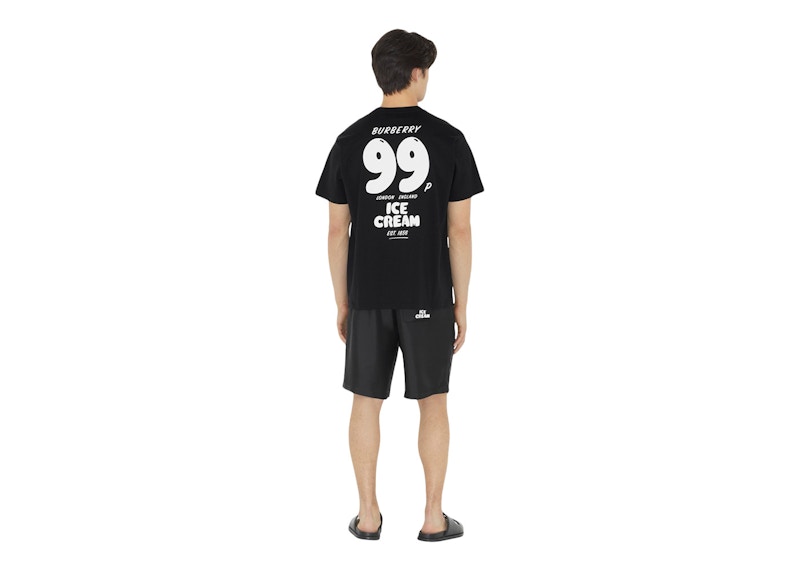 Burberry Ice Cream Print Cotton T-shirt Black