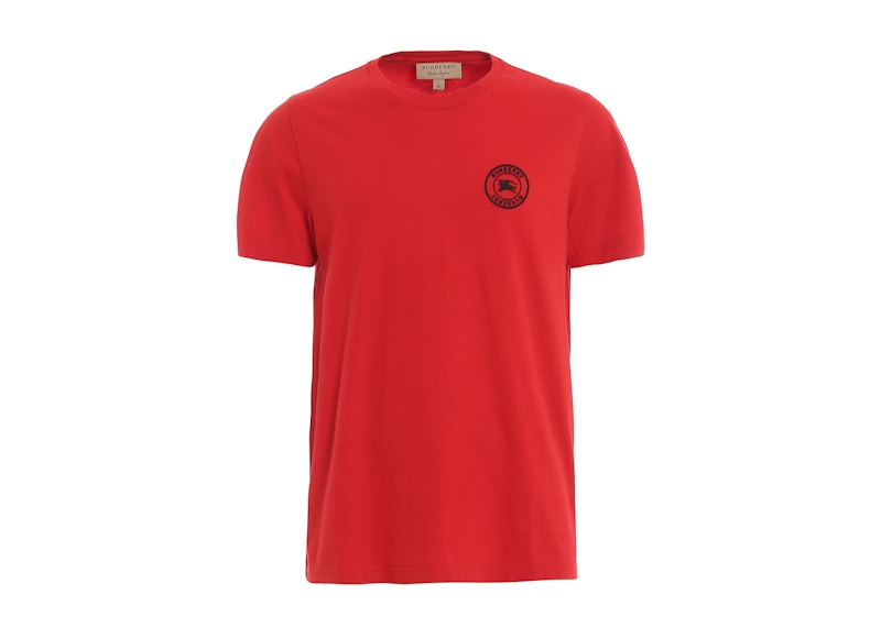 Burberry Jenson Embroidered Logo Cotton T-shirt Red
