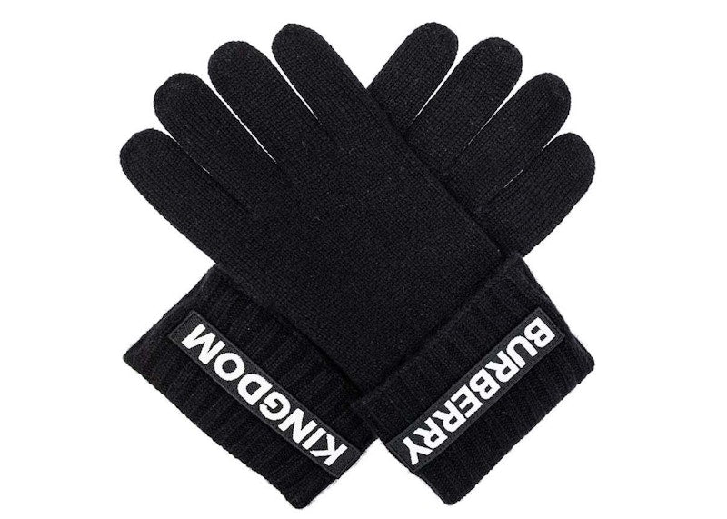 Burberry Kingdom Logo Cashmere Gloves Black