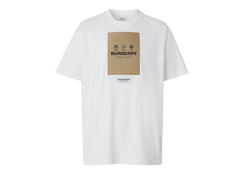 Burberry Label Applique Cotton Oversized T-Shirt White