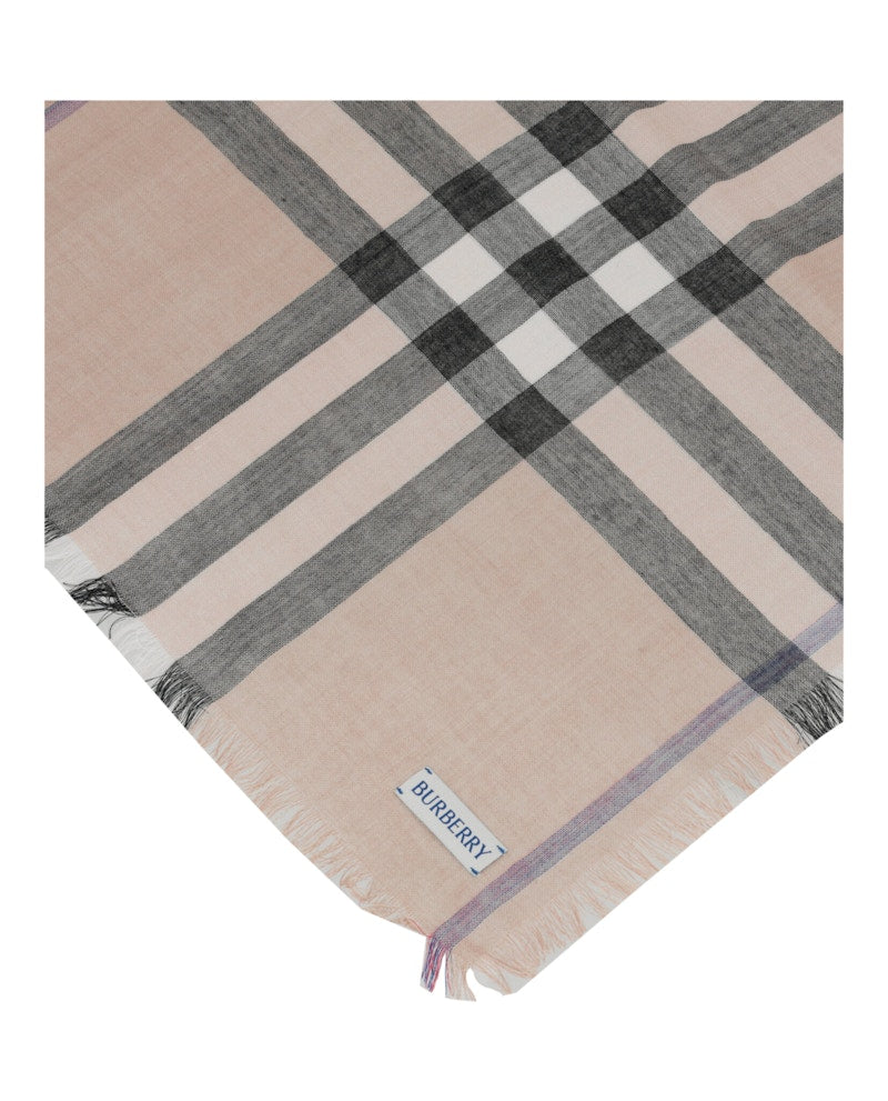 Burberry Large Check Gauze Scarf Sand Lichen