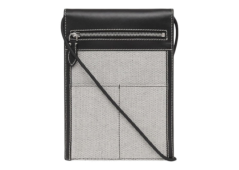Burberry Leather And Canvas Phone Pouch Black/Gray