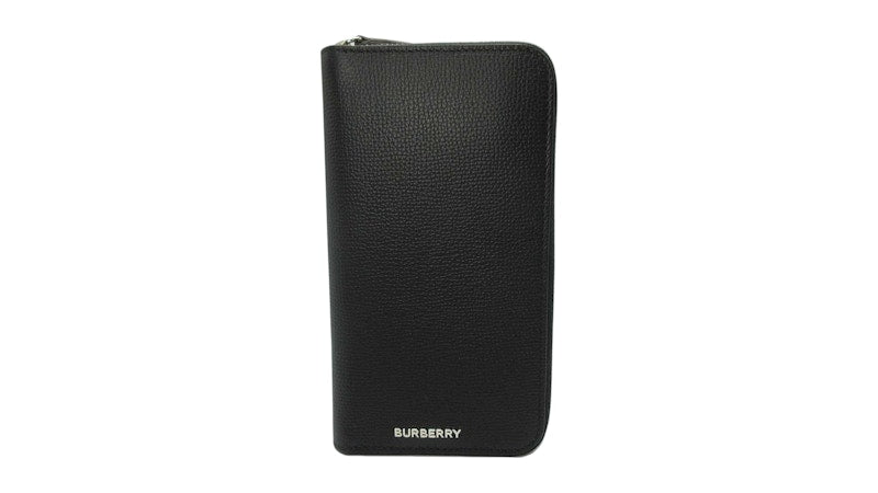 Burberry Leather Round Zipper Wallet Black
