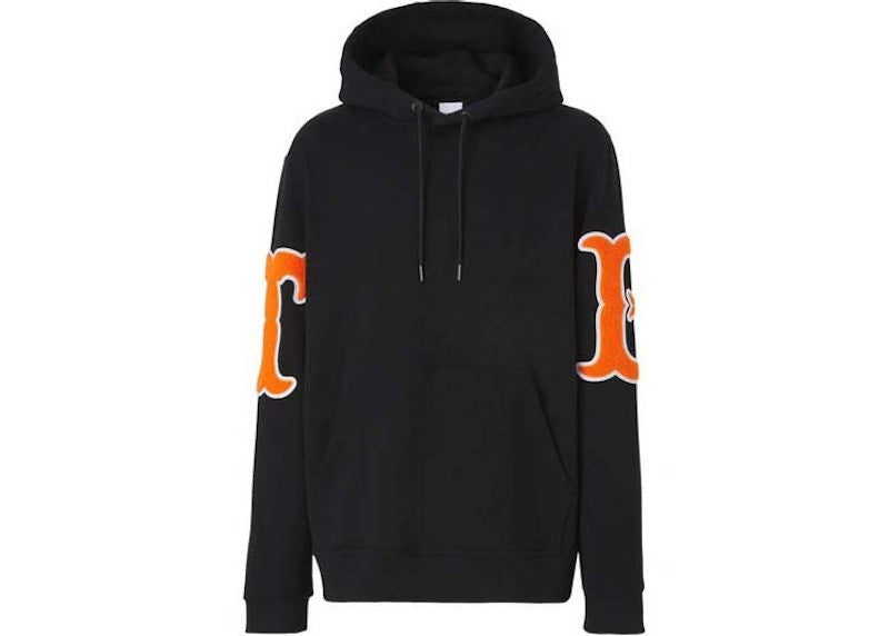 Burberry Letter Graphic Appliqué Hoodie Black